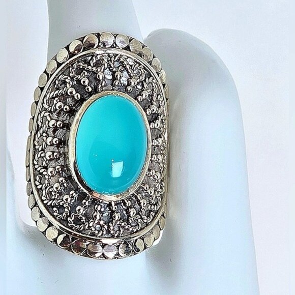925 Sterling Silver Ring Sz 6.5 with Natural Chalcedony 14x10mm - Picture 12 of 13
